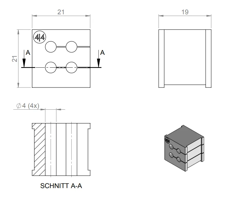 Đệm 4 cáp 4mm KT4 xám 39909 - detail