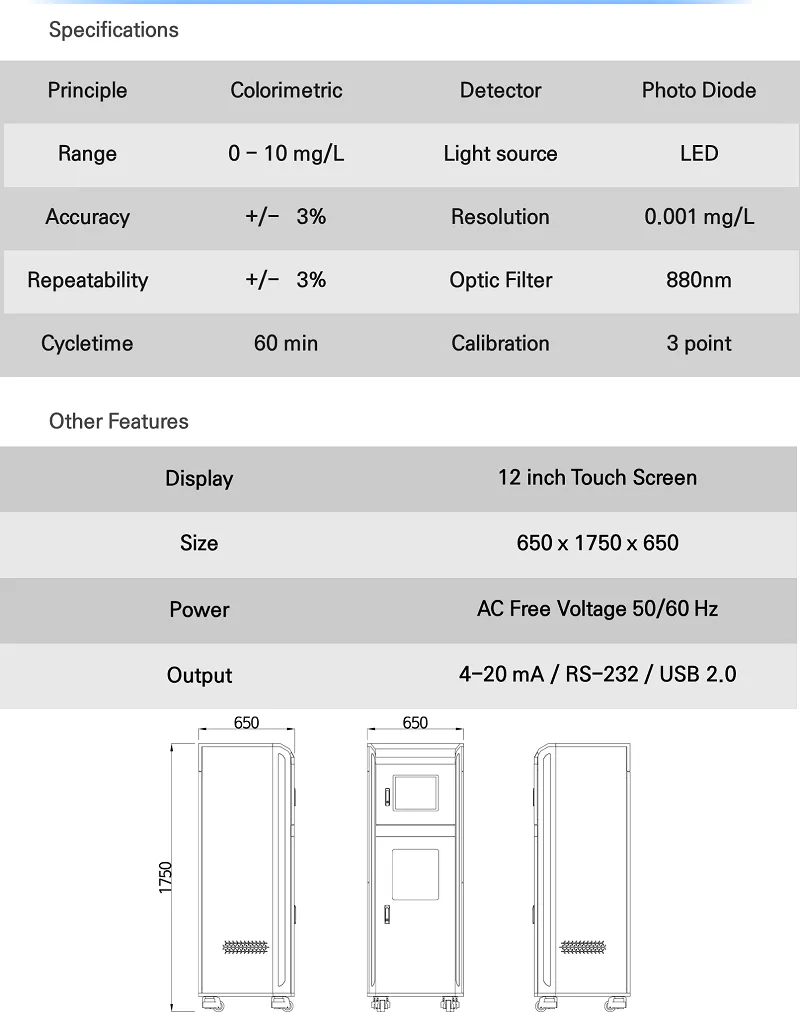 Máy đo photpho toàn phần trong nước ECO WATCH TP - specification