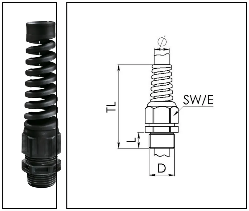 Cable gland nhựa chống cháy nổ Ex e M16 có ruột gà 10103494 - body