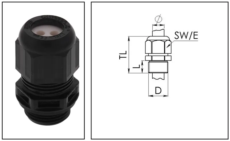 Cable gland nhựa chống cháy nổ Ex e M25 10112227 - body
