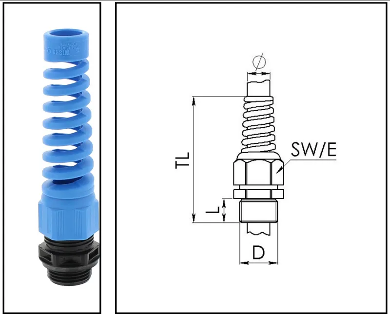 Cable gland nhựa chống cháy nổ Ex i có bảo vệ uốn M20 10103500 - body