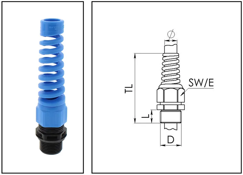Cable gland nhựa chống cháy nổ Ex i có bảo vệ uốn M25 10103511 - body