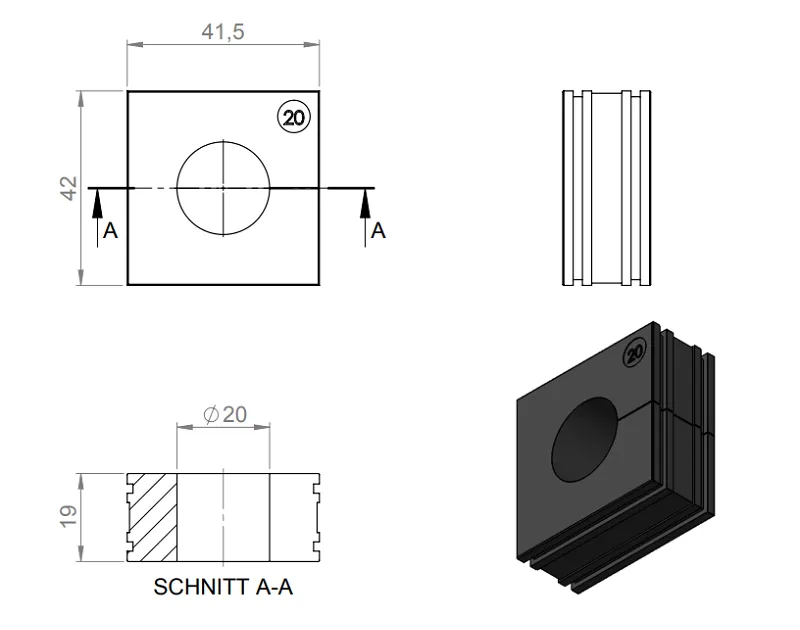 Đệm cáp 20-21mm KT30 41320 - detail