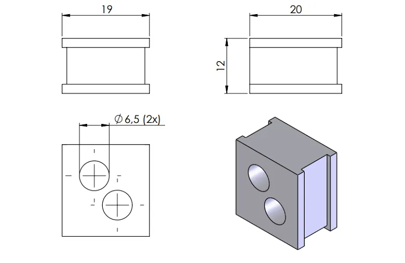 Đệm đầu vào 2 cáp 6.5mm xám QT 42576 - detail