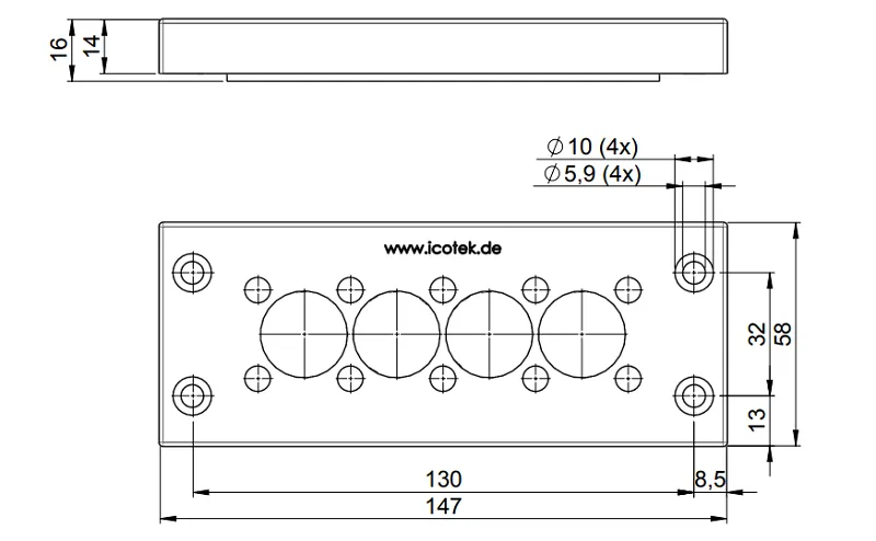 Tấm đầu vào 14 cáp KEL-DPZ 43700 - kích thước