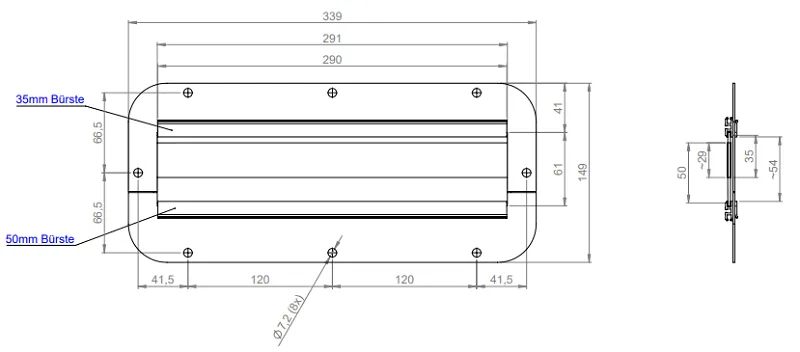 Tấm lược đầu vào cáp FP-AX-BES-U 44101 - dimension