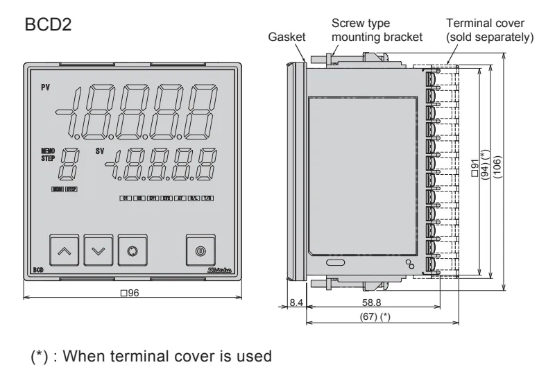 Bộ điều khiển nhiệt độ ngõ ra SSR BCD2 - dimension