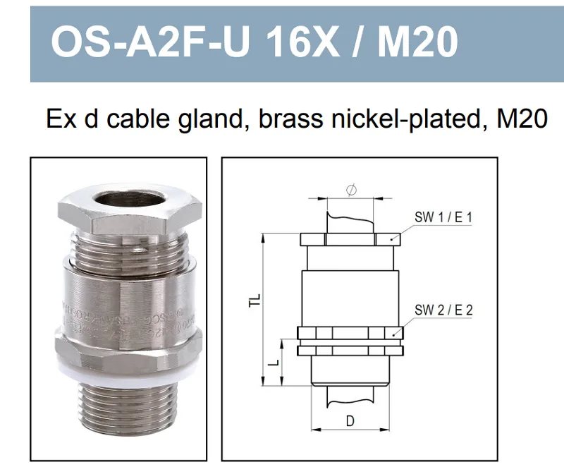 Cable gland chống cháy nổ Ex d M20 50108019 - detail
