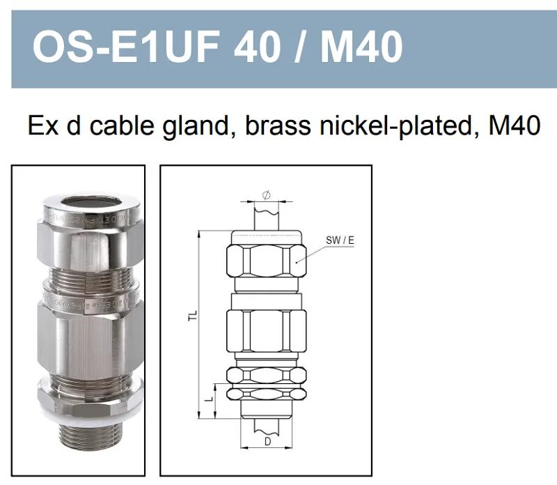 Cable gland chống cháy nổ Ex d M40 cho cáp bọc thép 50107583 - detail