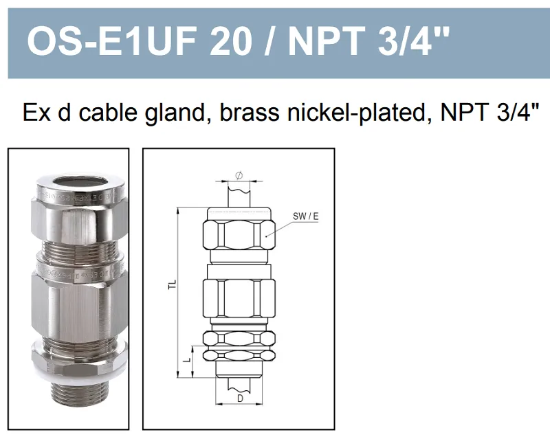 Cable gland chống cháy nổ Ex d NPT 3/4" 50107618 - detail
