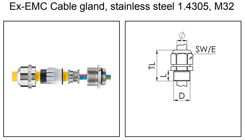 Cable gland chống cháy nổ inox EMC M32 10069220 - detail