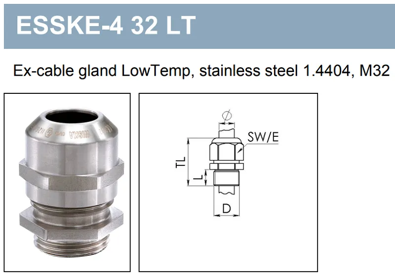 Cable gland chống cháy nổ inox LowTemp M32 10065393 - detail
