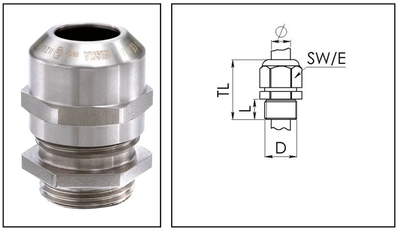 Cable gland chống cháy nổ inox M16 10069233 - detail