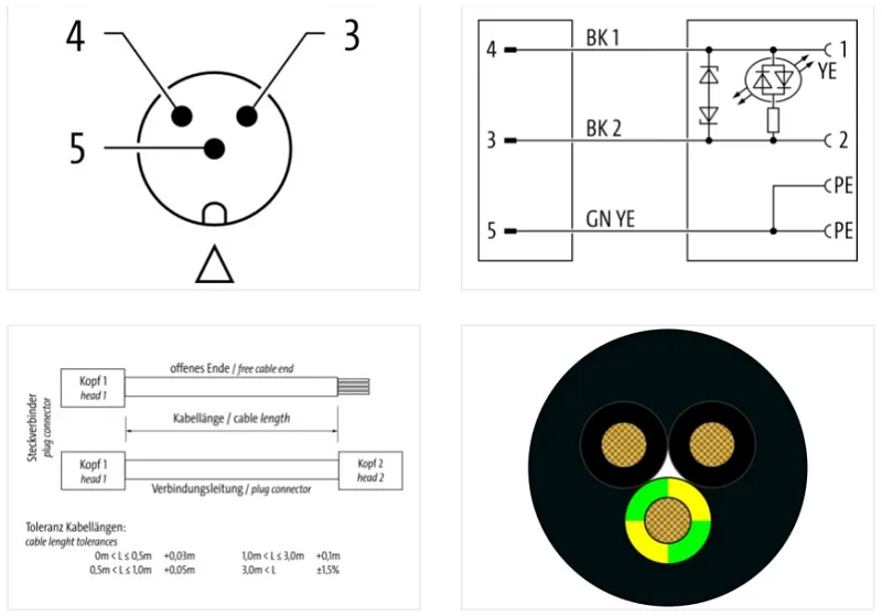 Cáp 0.3m có đầu nối M12 male 0° A-code - MSUD valve form A - detail2