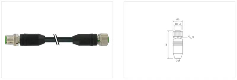 Cáp 2 đầu nối M12 male 0° / M12 female 0° A-code 12 lõi - detail1