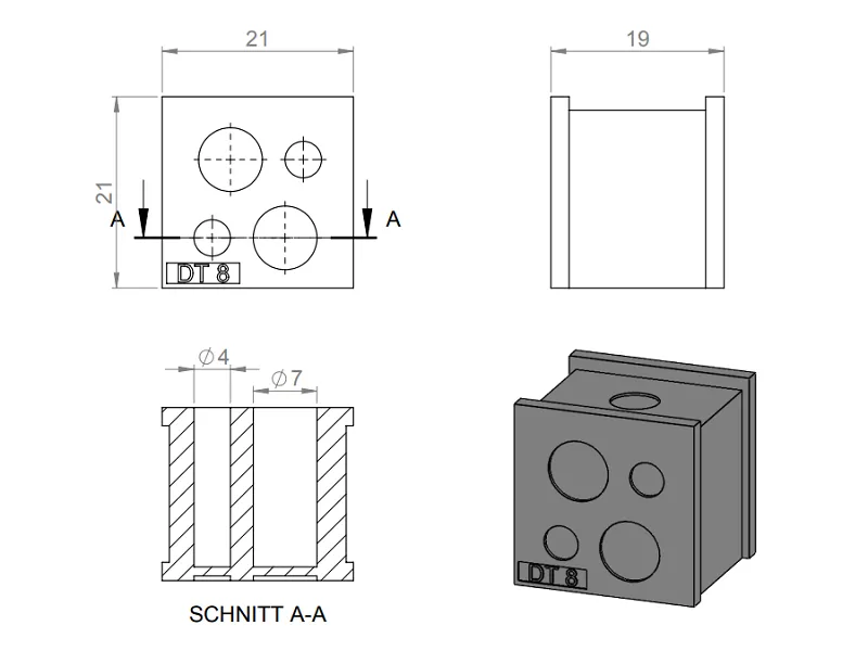 Đệm cáp 4 lỗ màu xám KT-DT 41552 - detail