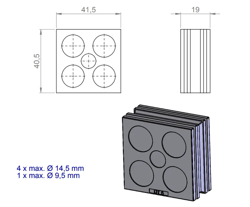 Đệm cáp 5 lỗ KT-DT màu xám 41540 - detail