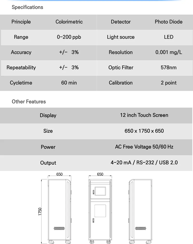 Máy đo cyanide tổng trong nước ECO::WATCH CN - specification